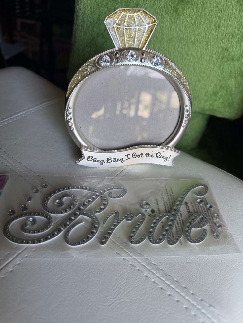 Bling Ring Photo Frame - Gold & Silver Glitter Accent & scrapbook stickers
